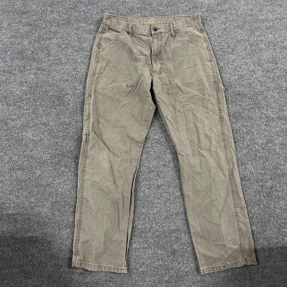 Carhartt Carpenter Pants Mens Size 34x28 Green Canvas Utility Workwear Flawed